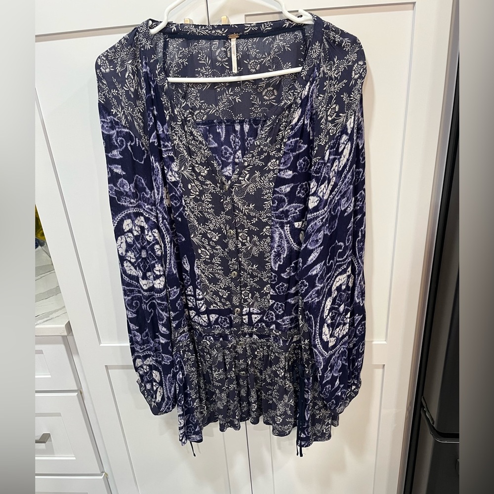 Free People Blue Tunic Dress, Size Large